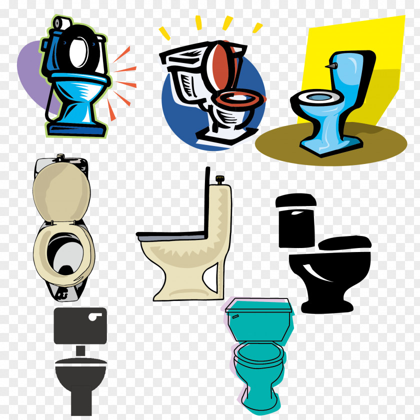 Colored Toilet Creative Collection Paper Material PNG