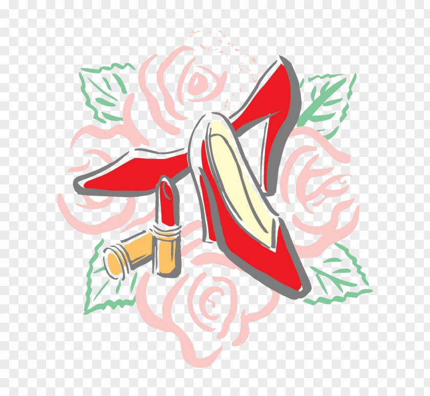 Cartoon Lipstick Heels Illustration PNG