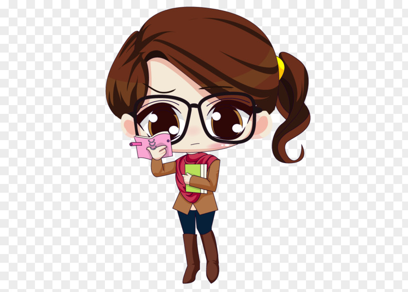 Girls Student Sticker Glasses Clip Art PNG