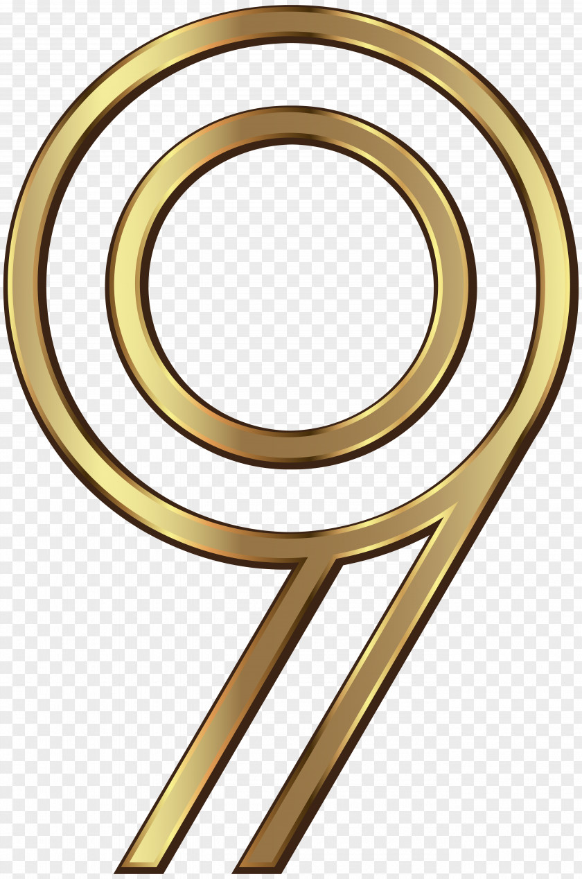 Number Nine Golden Clip Art Image Design PNG