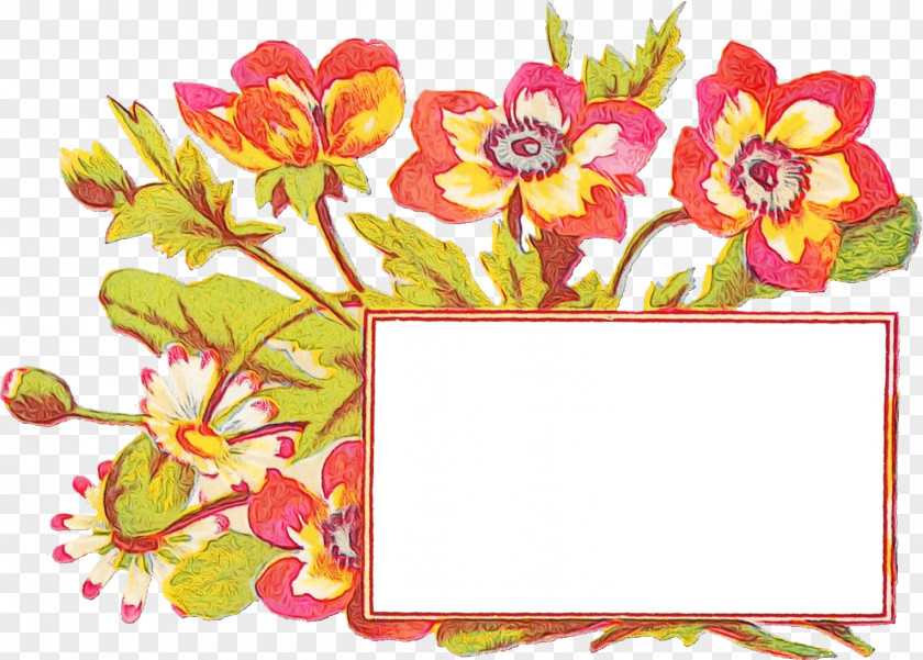 Wildflower Rectangle Flowers Wedding Invitation Watercolor PNG