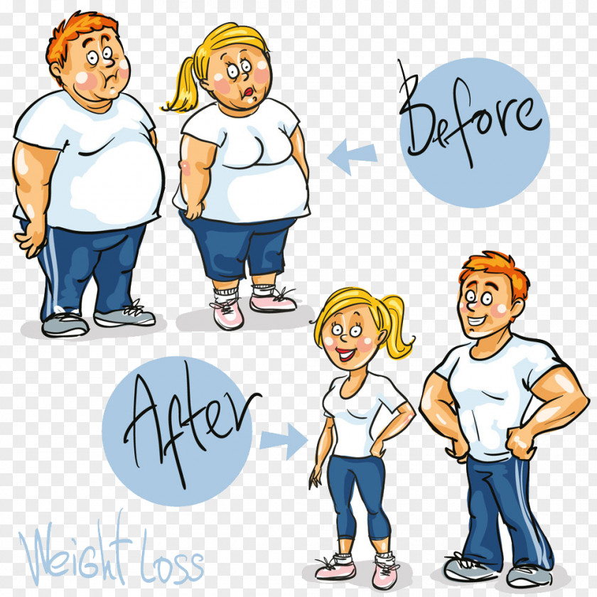 Compare Obesity Weight Loss Cartoon Royalty-free Clip Art PNG