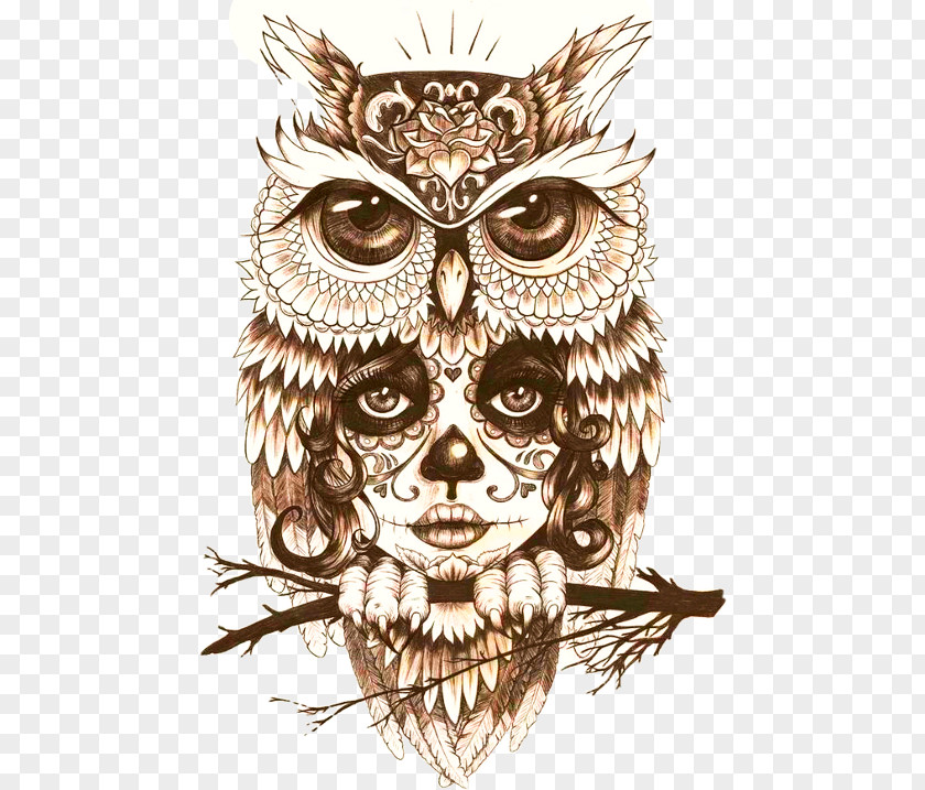 Mystic Owl Tattoo Drawing Body Art PNG