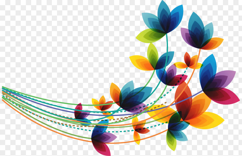 Abstract Fantasy Colorful Leaves Flower Spring Euclidean Vector Clip Art PNG