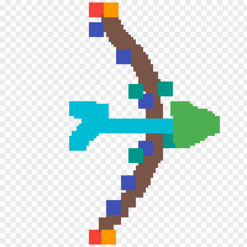 Archer Pixel Art Bow Angle Line Diagram PNG