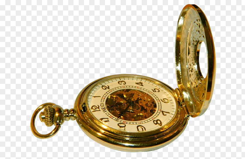 Vintage Golden Pocket Watch Creative Icon PNG
