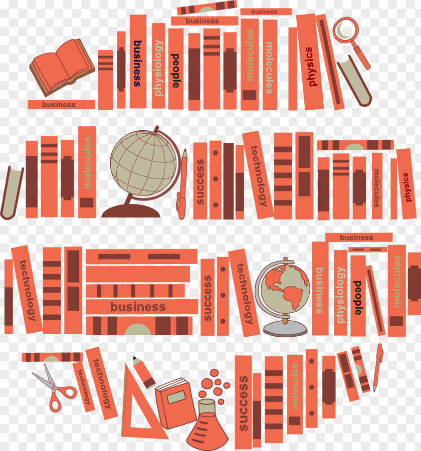 Vector Books Bookcase Shelf Book Cover PNG