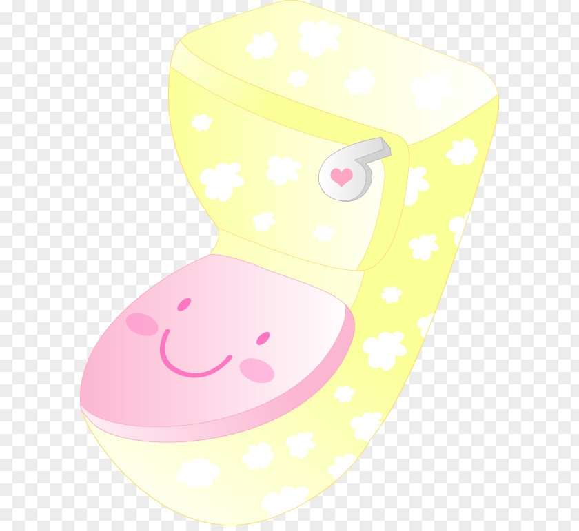 Yellow Painted Pink Toilet Lid Seat Flush Clip Art PNG