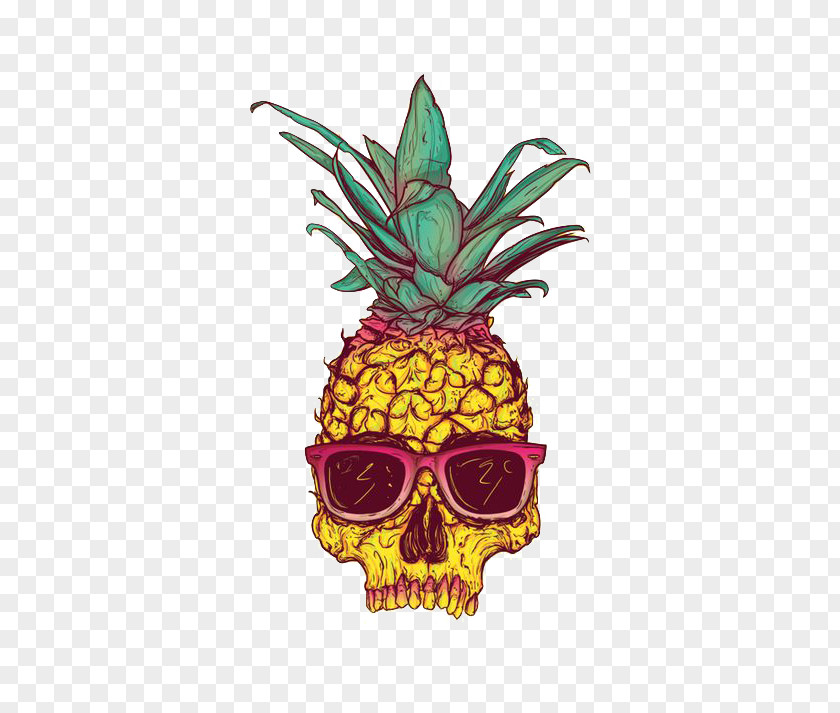 Creative Pineapple Skull Calavera Tropical Fruit Drawing PNG
