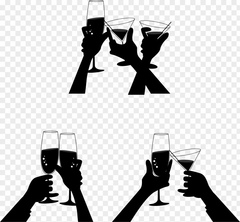 Banquet Toast Silhouette Champagne Euclidean Vector Cup PNG