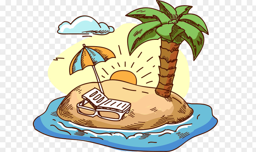 Beach Airplane Travel Icon PNG