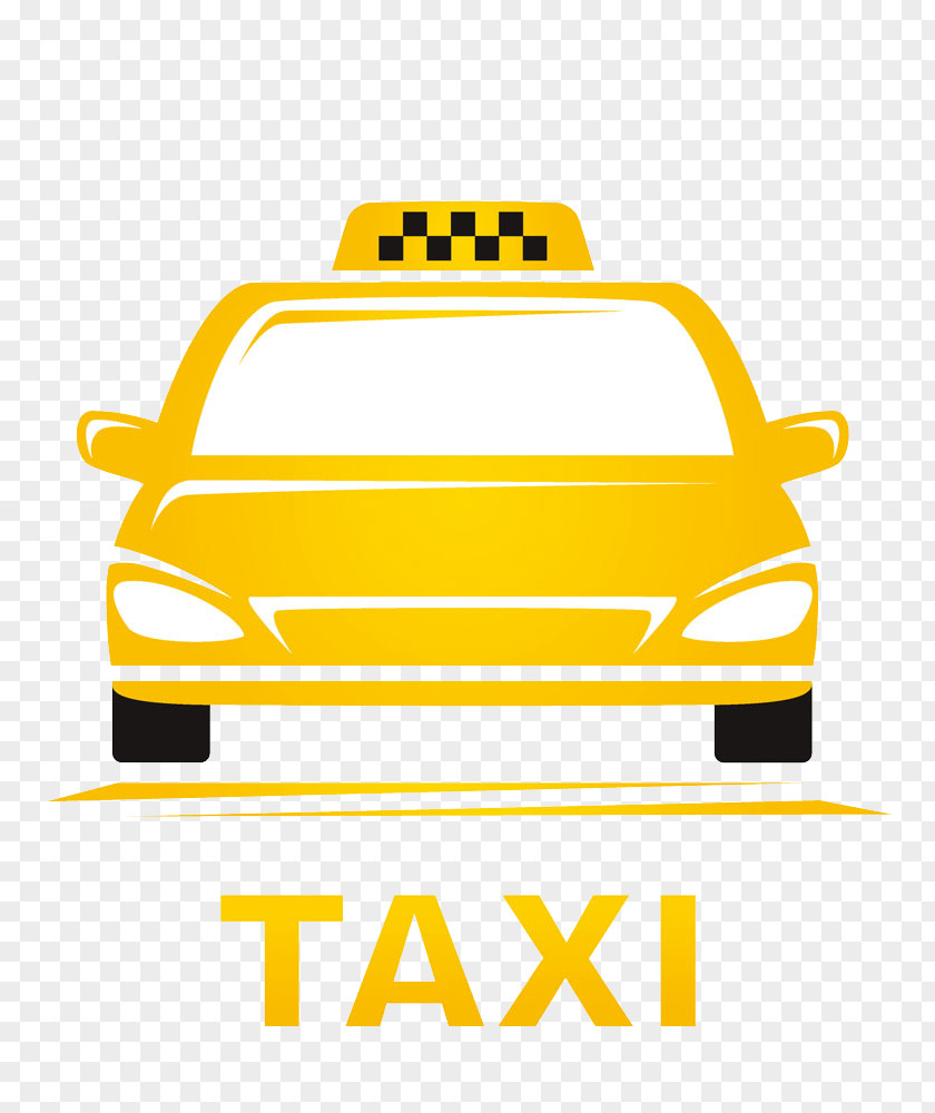 Cartoon Painted Yellow Taxi Cab Clip Art PNG