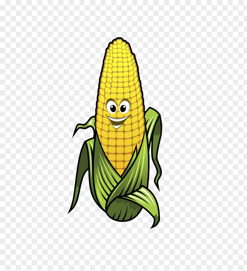 Lovely Corn On The Cob Maize Sweet Cartoon PNG