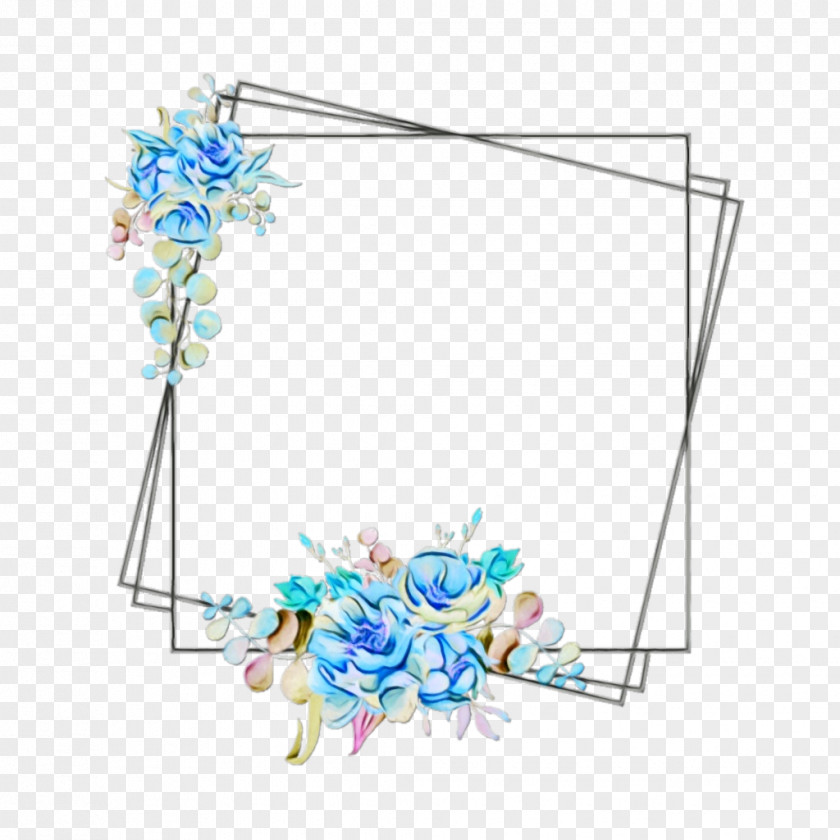 Turquoise Picture Frames Blue Flower Borders And PNG