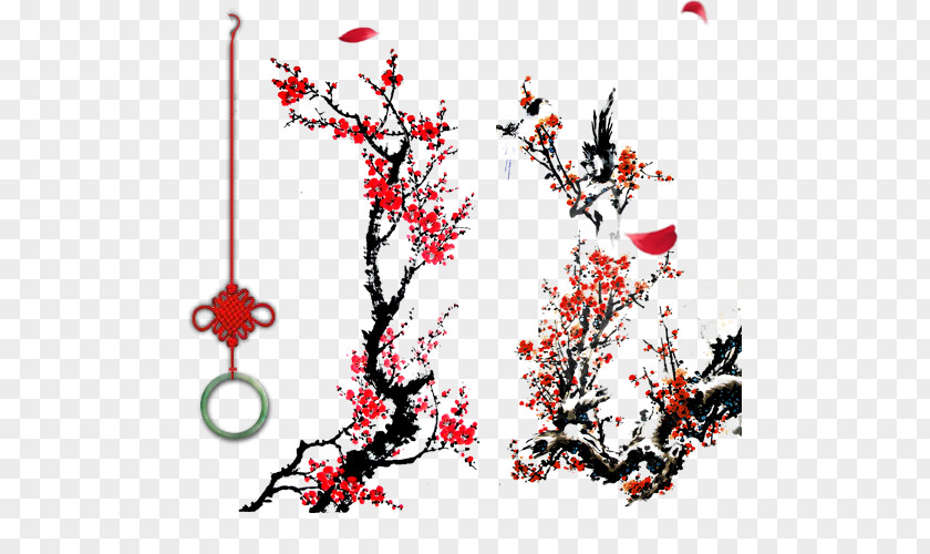 Ink Plum Blossom Clothing PNG