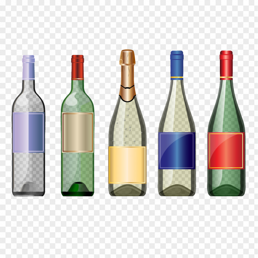 Glass Bottle Vector White Wine PNG