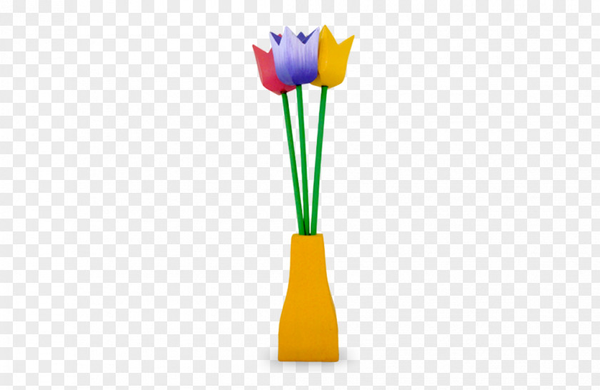 Vase Yellow Tulip Houten Wood PNG