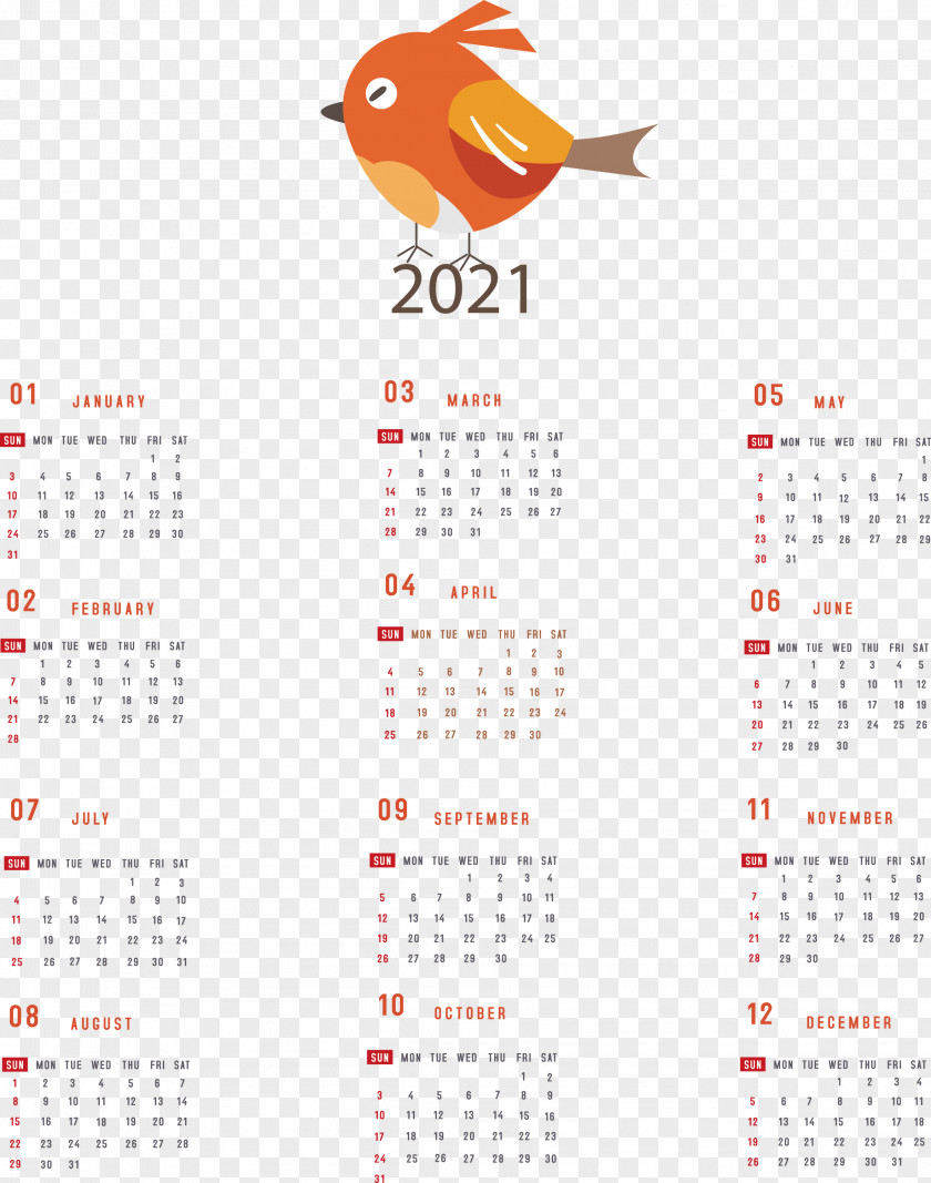 Printable 2021 Yearly Calendar PNG