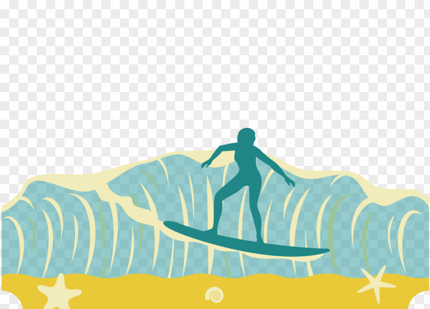 Sea Surfing Vector Graphic Design Wind Wave Illustration PNG