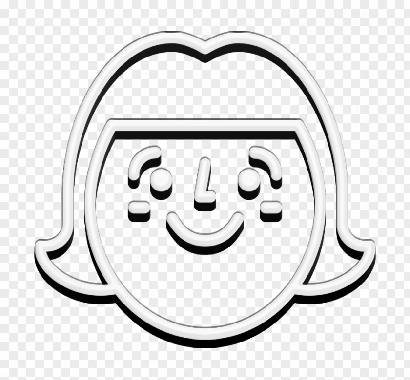 Woman Icon Emoji Happy People Outline PNG
