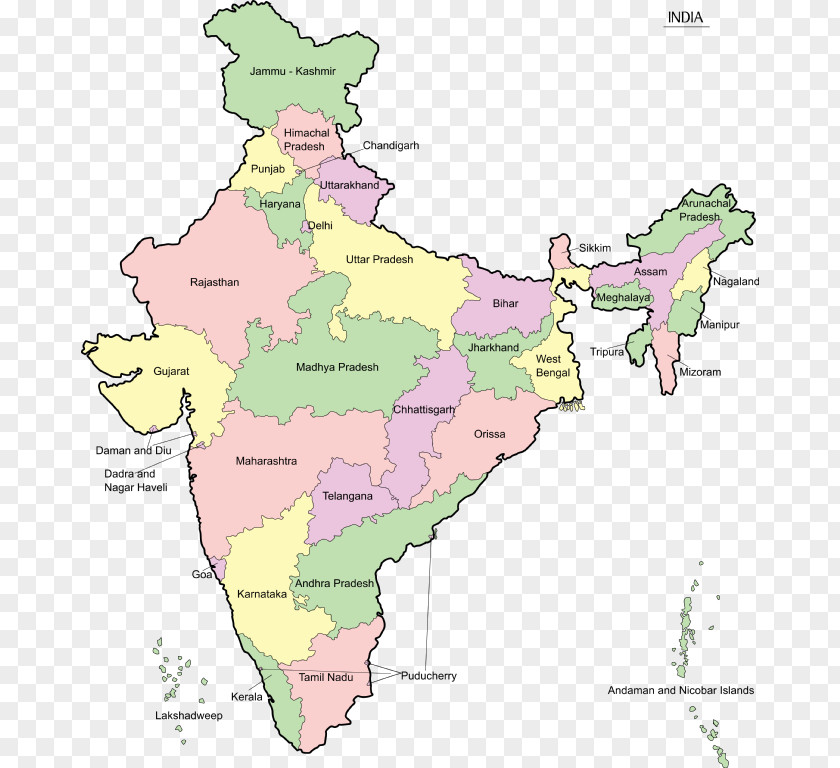 Indian States And Territories Of India Map Geography PNG