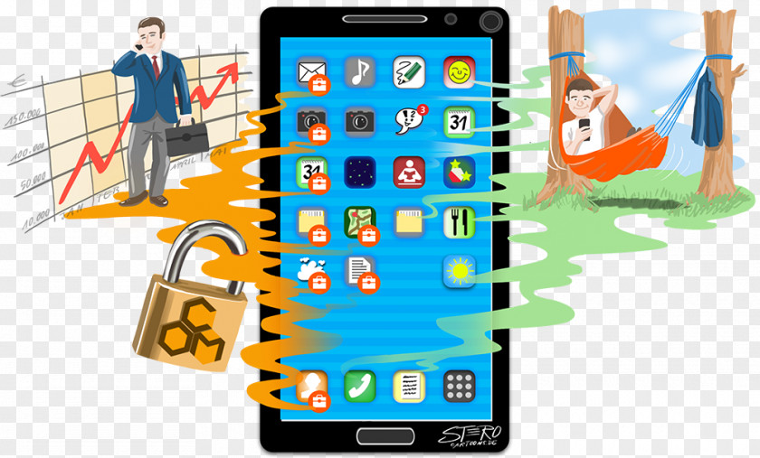 Smartphone Enterprise Mobility Management Cartoon Comics Caricature PNG