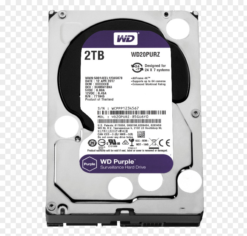 WD Purple SATA HDD Hard Drives 1TB Surveillance Drive Western Digital Serial ATA PNG