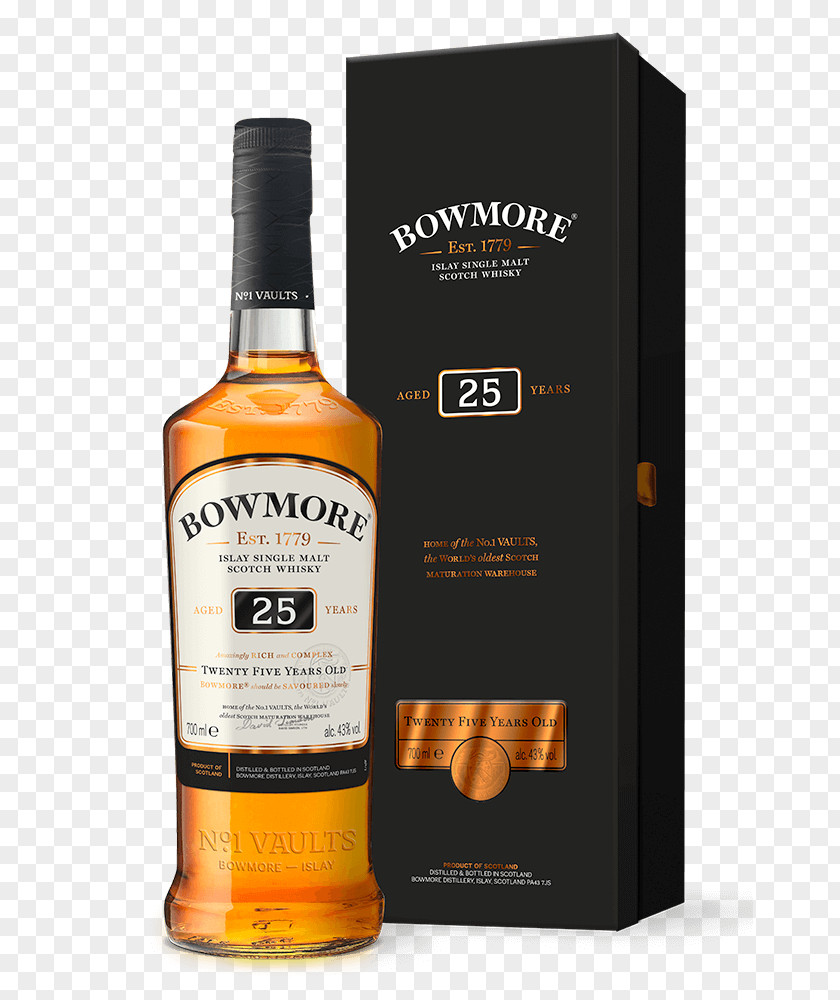 25 Year Old Bowmore Single Malt Whisky Scotch Whiskey PNG