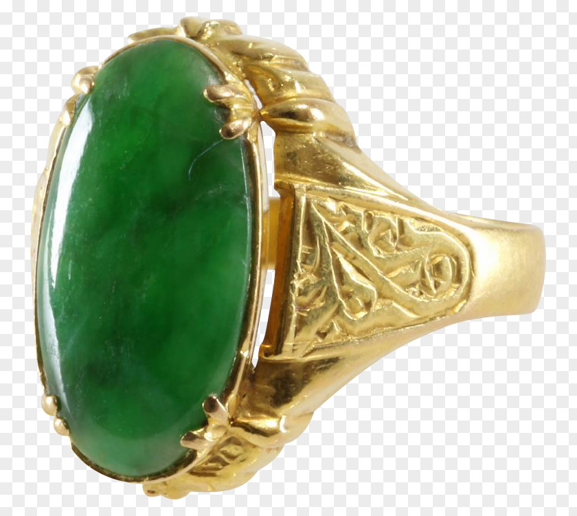 Emerald Jade Ring Gold Jewellery PNG