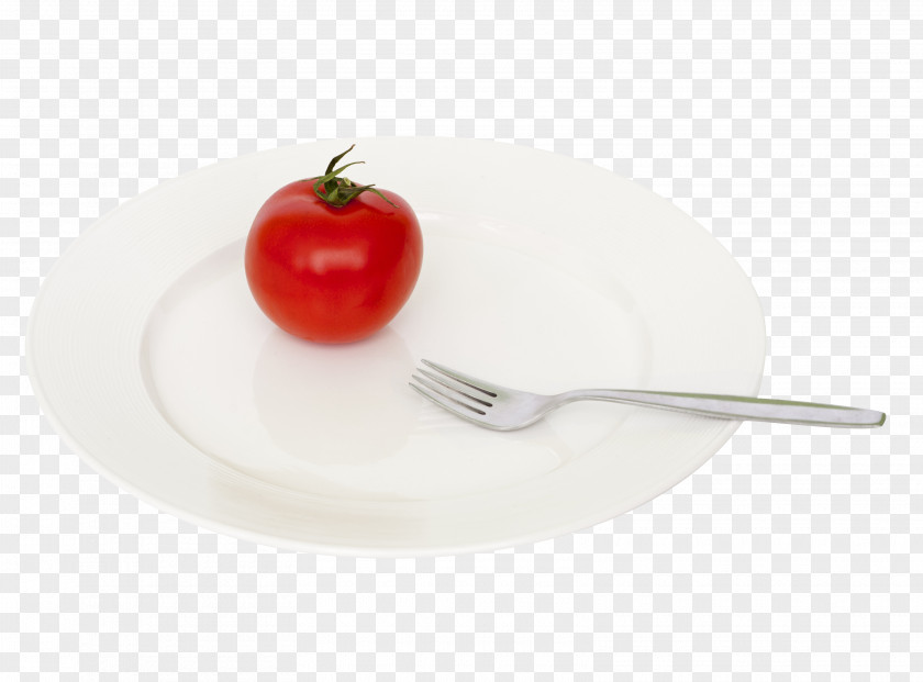 Plate Tomato Fork Spoon Fruit PNG