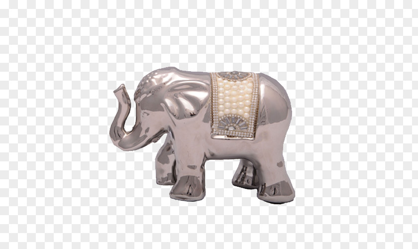 Silver Indian Elephant African Animal Figurine PNG