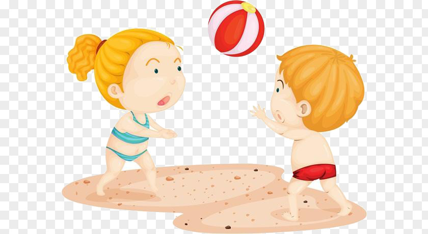 Cartoon Child Beach Illustration PNG Illustration, on the beach girl clipart PNG