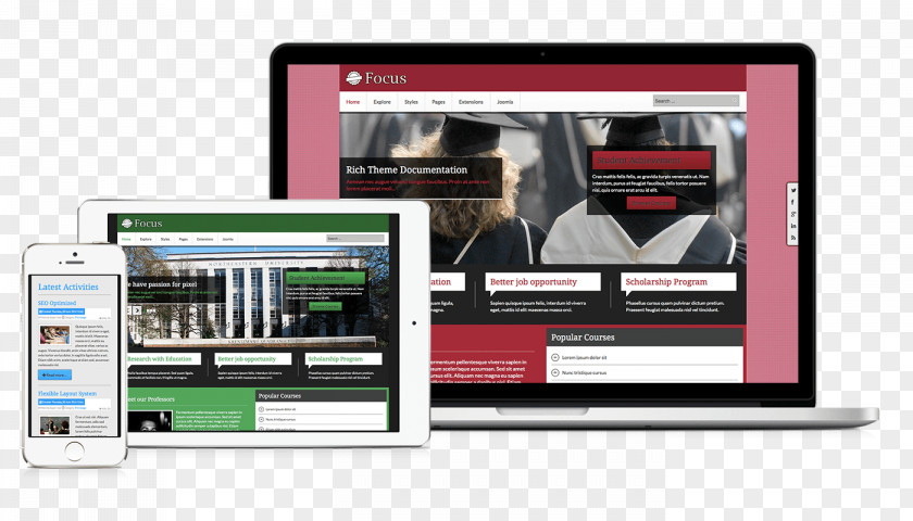 Education Template Joomla Computer Software Responsive Web Design VirtueMart Content Management System PNG