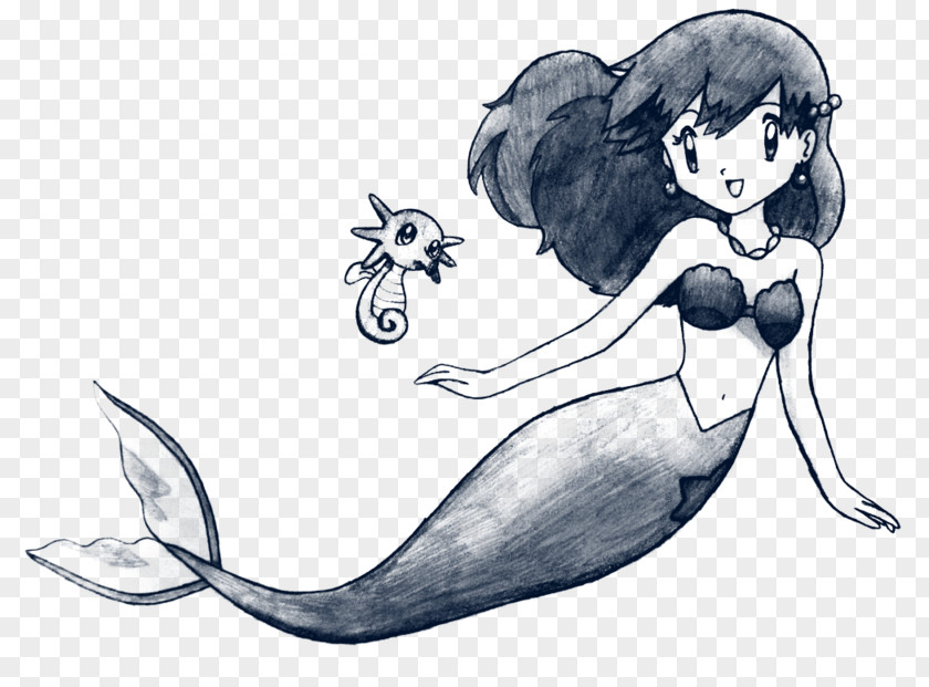 Mermaid Muscle Legendary Creature Sketch PNG