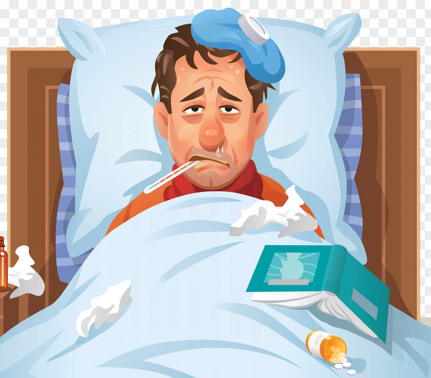 Sick Bed Rest Common Cold Influenza Disease Illustration PNG