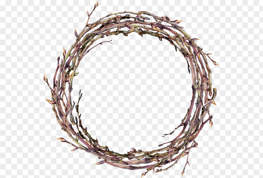 Garland Twig Wreath Watercolor Painting PNG