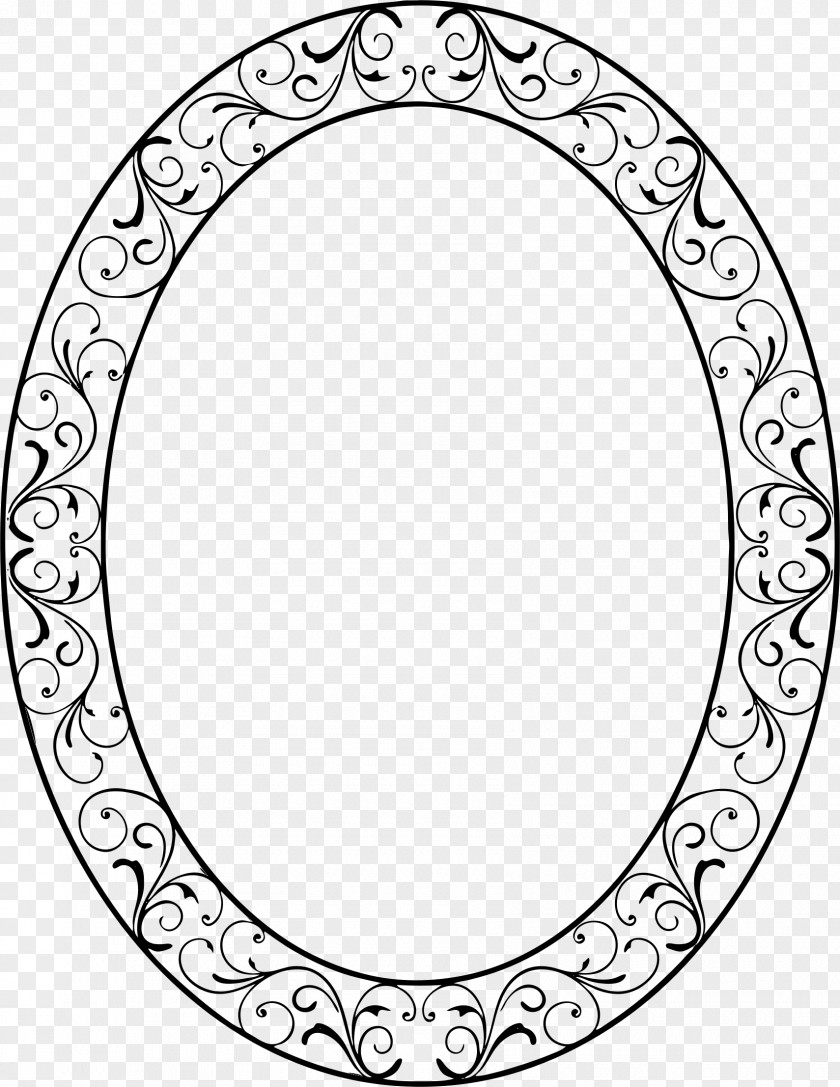 Black And White Picture Frames Oval Decorative Arts Clip Art PNG