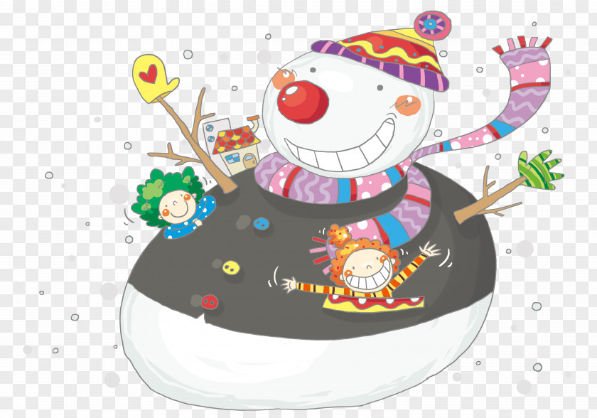 Cartoon Snowman Christmas Illustration PNG