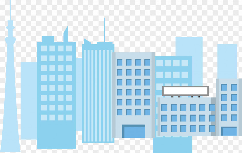 Blue Minimalist City PNG