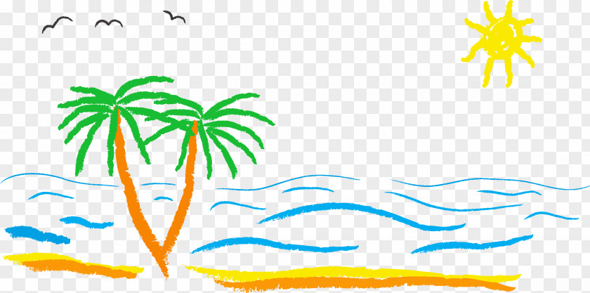 Sandy Beach Childrens Drawing Paper PNG