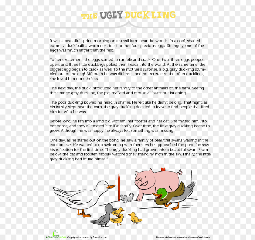 Ugly Duckling The Boy Who Cried Wolf Fairy Tale Reading Comprehension PNG