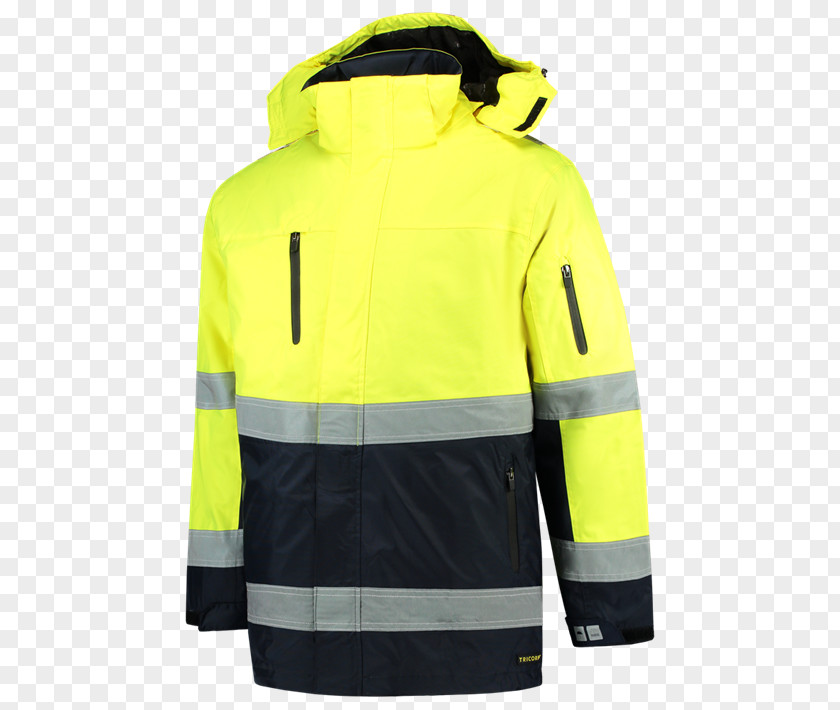 Jacket Hoodie Yellow High-visibility Clothing ISO 20471 PNG