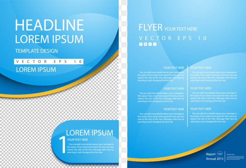 Vector Business Flyer Blue Curve Brochure PNG