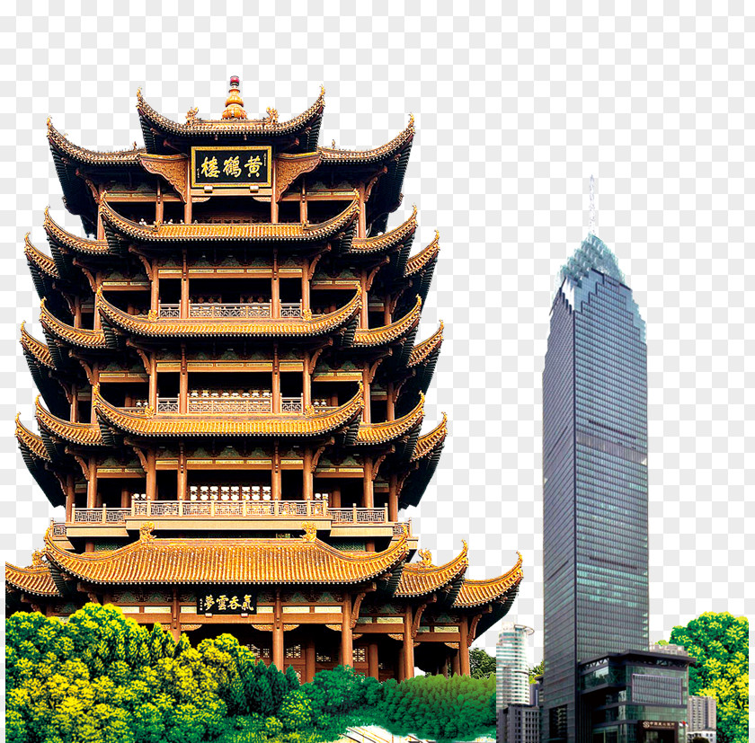 Yellow Crane Tower Renderings Sheshan Photography PNG