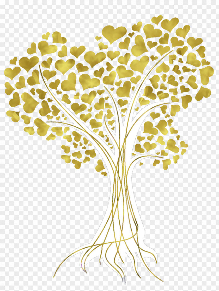 Heart Tree Gold Autumn Leaf Color Clip Art PNG