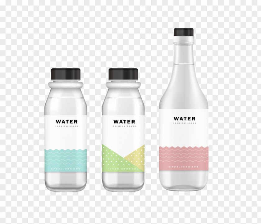 Vector Bottle Water Glass Packaging And Labeling PNG