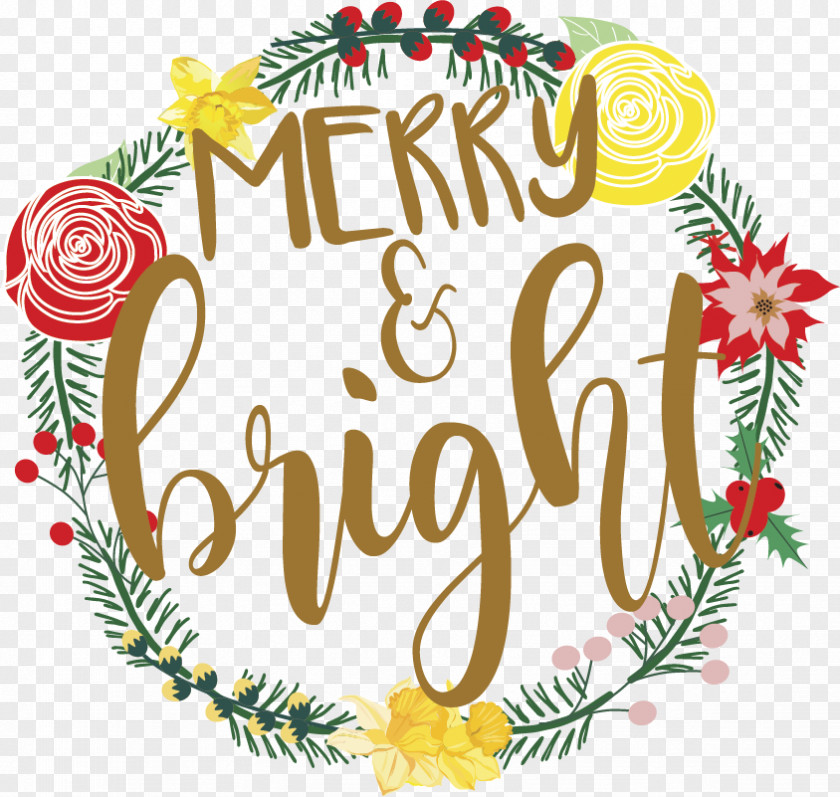 Merry Bright Christmas Day Greeting & Note Cards Holiday Ornament Wreath PNG