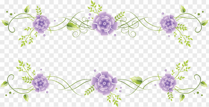 Blue Flower Border Vignette Clip Art PNG