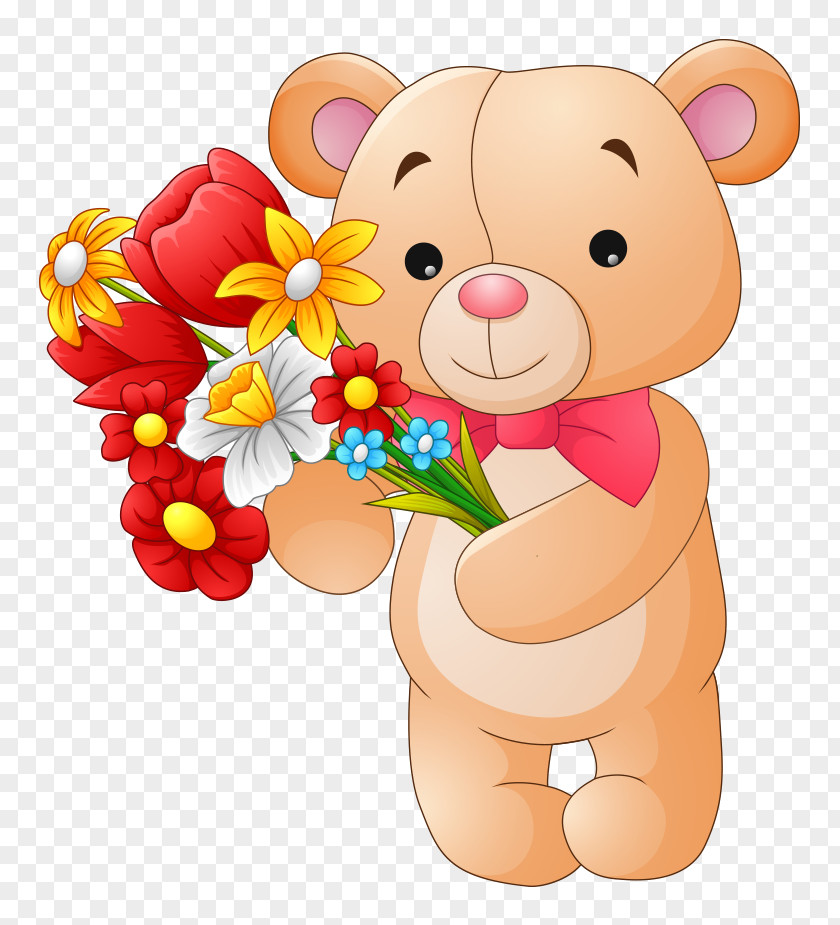Teddy Bear Flower Stock Photography PNG bear photography, cartoon hand-painted flowers tie clipart PNG