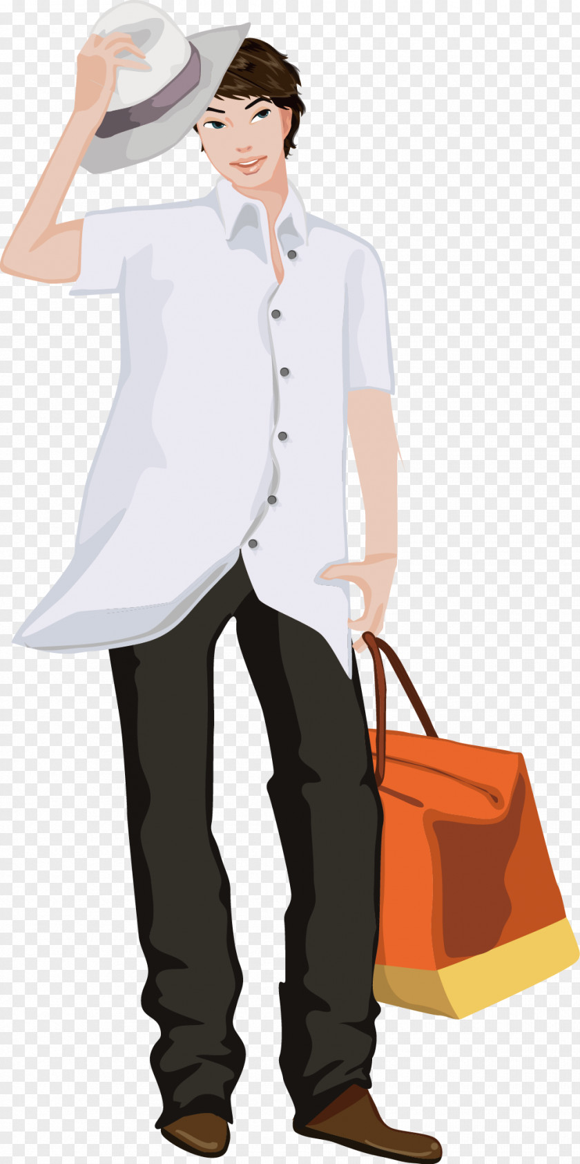 Handsome Man Cartoon Illustration PNG